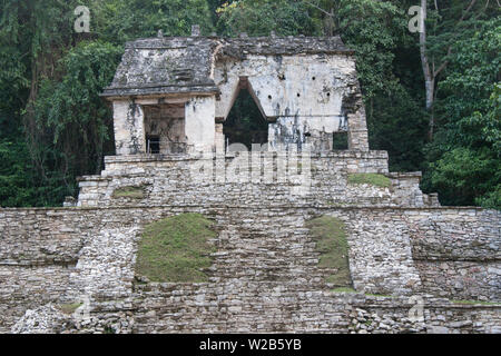 Templo de la Cruz Foliada,Temple of the Foliated Cross.Palenque,Chiapas,Mexico. Stock Photo