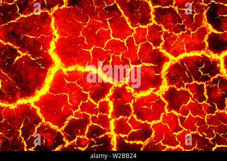 Heat red cracked ground texture burning after volcano eruption