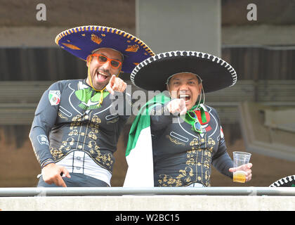 Chicago, IL, USA. 07th July, 2019. Mexican fans pose during the 2019 CONCACAF Gold Cup, championship match, between the United States and Mexico, at Soldier Field in Chicago, IL. Credit: Kevin Langley/CSM/Alamy Live News Stock Photo