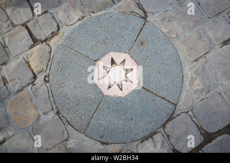 Paving stone indicating the point zero of the roads of France. All distances are measured from this point right in front of the Notre Dame cathedral Stock Photo