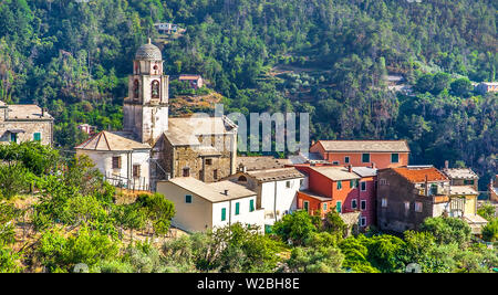 Small village in Cinque Terre National Park Liguria Italy Stock Photo