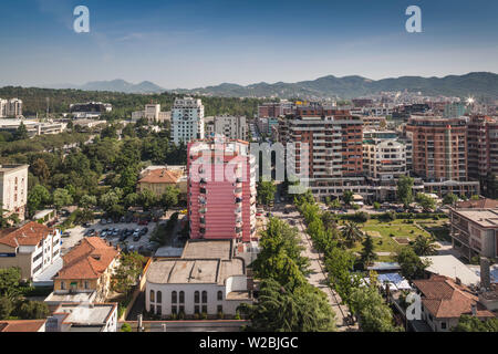 Albania, Tirana, Blloku area, formerly used by Communist party elite, elevated view Stock Photo