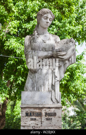 Albania, Vlora, statue of Marigo Posio, teacher and creator of the modern Albanian flag Stock Photo