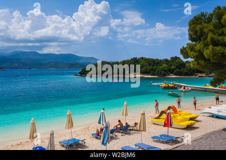 Albania, Albanian Riviera, Ksamil, town beachfront Stock Photo