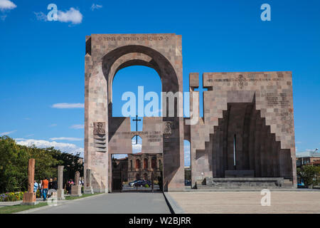 Armenia, Echmiadzin complex, Gate of Saint Gregory and the open-air altar Stock Photo