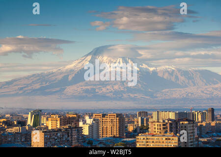 Armenia, Yerevan, View of Yerevan and Mount Ararat from Cascade Stock Photo