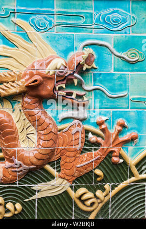 Australia, Victoria, VIC, Bendigo, Golden Dragon Museum and Gardens, museum of Chinese immigrant life, dragon ceramic wall art Stock Photo
