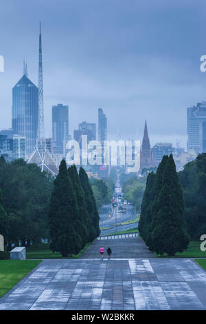 Australia, Victoria, VIC, Melbourne, skyline from the Shrine of Remebrance in the Kings Domain, morning Stock Photo