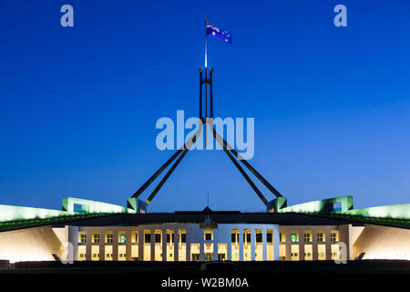 Australia, Australian Capital Territory, ACT, Canberra, Parliament House, dusk Stock Photo