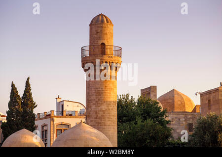 Azerbaijan, Baku, View of The Old Town, looking towards Palace of Shivanshahs, Shah Mosque - or Palace mosque Stock Photo