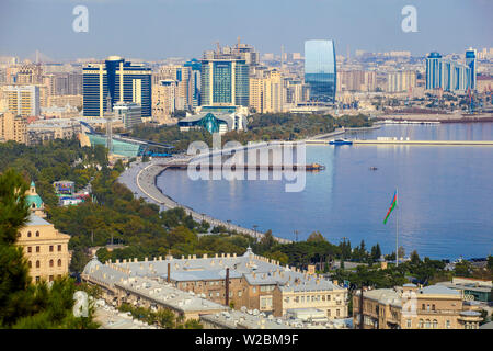 Azerbaijan, Baku, View of Baku Bay Stock Photo