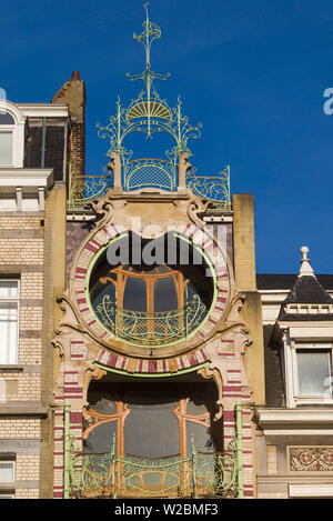 Belgium, Brussels, art-nouveau architecture, Maison St-Cyr, detail Stock Photo