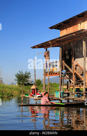 Myanmar (Burma), Shan State, Inle Lake, Nampan Village Stock Photo