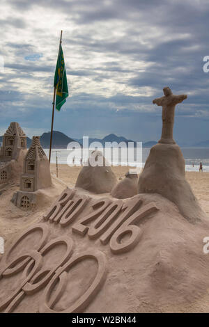 Sand castle on Copacabana Beach, Rio de Janeiro, Brazil Stock Photo