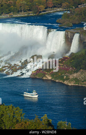 Canada and USA, Ontario and New York State, Niagara, Niagara Falls,  View of The American and Bridal Veil Falls Stock Photo