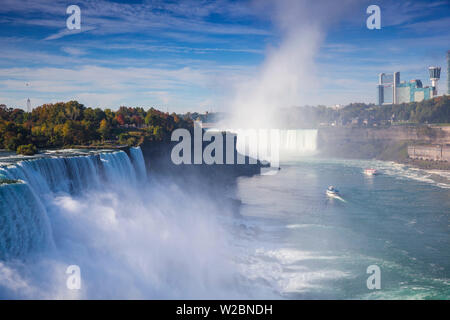 Canada and USA, Ontario and New York State, Niagara, Niagara Falls, The American and Canadian Falls Stock Photo