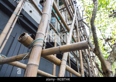Bamboo scaffolding, French Concession, Shanghai, China Stock Photo