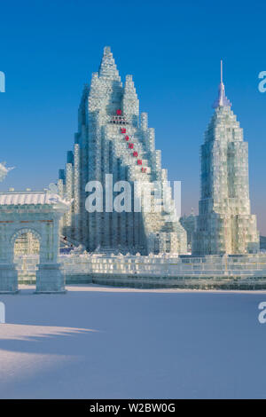 Spectacular ice sculptures at the Harbin Ice and Snow Festival in Heilongjiang Province, Harbin, China Stock Photo