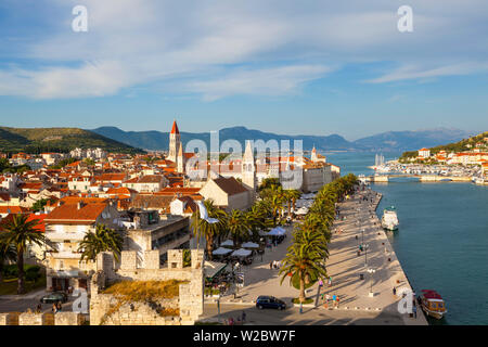 Elevated view over Trogir's picturesque Stari Grad (old town), Trogir, Dalmatia, Croatia Stock Photo