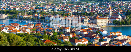 Elevated view over Trogir's Stari Grad (old town), Trogir, Dalmatia, Croatia Stock Photo