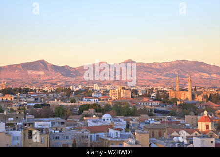 Elevated View of The Turkish Side of Nicosia Featuring Selimiye Mosque in North Cyprus, South Nicosia, Cyprus, Eastern Mediterranean Sea Stock Photo