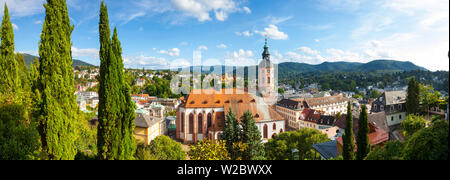 Elevated view over Stiftskirche & surrounding township, Baden-Baden, Black Forest, Baden Wurttemberg, Germany, Europe Stock Photo