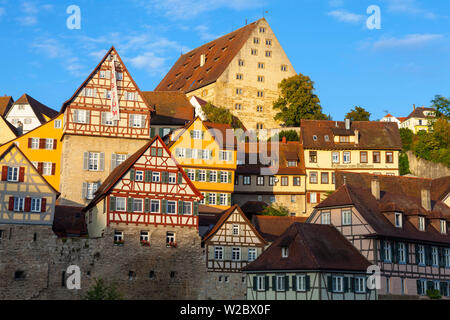 Taditional Half Timbered Houses in Schwabish Hall's Picturesque Altstad (Old Town), Schwabish Hall, Baden Wurttemberg, Swabia, Germany, RF Stock Photo