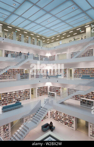 Germany, Baden-Wurttemburg, Stuttgart, Mailander Platz, new Stuttgart city library, interior Stock Photo