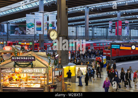 Germany, Bavaria, Munich, Hauptbahnhof, Main Train Station, interior Stock Photo