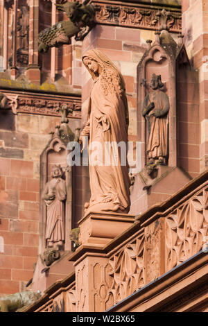 Germany, Baden-Wurttemburg, Black Forest, Freiburg-im-Breisgau, Altstadt, Old Town, 11th century Munster cathedral, exterior Stock Photo