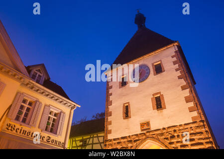 Germany, Baden-Wurttemburg, Kaiserstuhl Area, Endingen, Westliches Tor, town gate, dawn Stock Photo