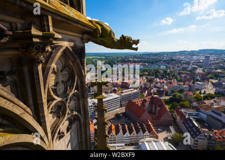 Elevated view over Ulm Cathedral & Old Town, Ulm, Baden-Wurttemberg, Germany Stock Photo