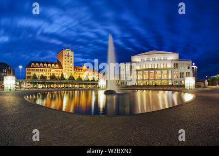 Opera House, Augustus Square, Leipzig, Saxony, Germany Stock Photo