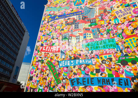 Colourful painted facades, Germany, Saxony, Leipzig Stock Photo