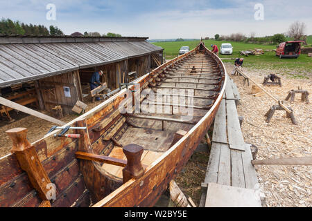 Denmark, Funen, Ladby, Ladby Vikingmuseum, Building Of Traditional ...