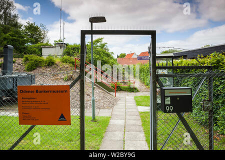 Denmark, Funen, Odense, Odense Bunkermuseum, Cold War-era Civil Defense bunker , exterior entrance Stock Photo
