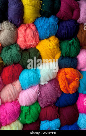 Saquisili Market, Balls of Dyed Yarn For Sale, Wool