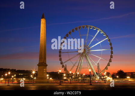Big Wheel and Obelisk, Place De La Concorde, Paris, France, Western Europe. Stock Photo