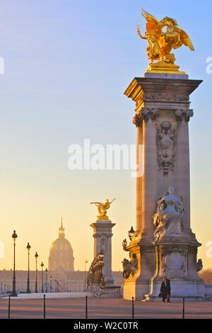 Looking Across The Pont Alexandre III To The Dome Church, Paris, France, Western Europe. Stock Photo