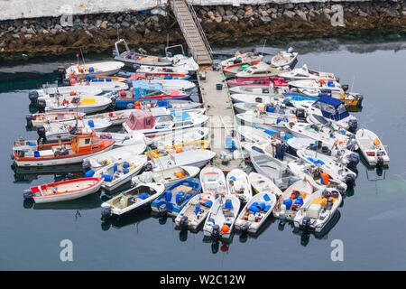 Greenland, Nuuk, commercial port with small boats Stock Photo