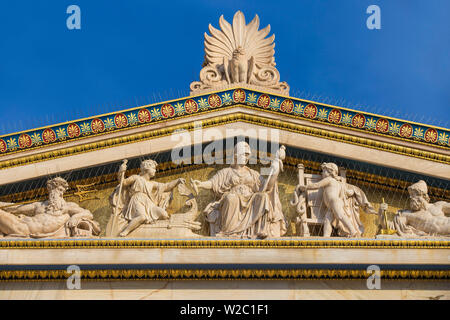 Greece, Attica, Athens, Neocassical pediment on the Academy of Arts Stock Photo