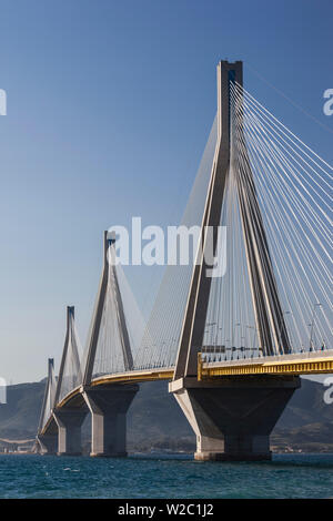 Greece, Peloponese Region, Gulf of Corinth, Patra-area, Rio Antirio Bridge Stock Photo