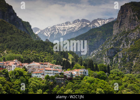 Greece, Central Macedonia Region, Litohoro, view of Mount Olympus Stock Photo