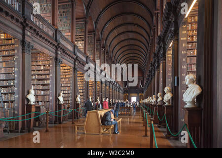 Ireland, Dublin, Trinity College, Old Library building, Long Room, interior Stock Photo