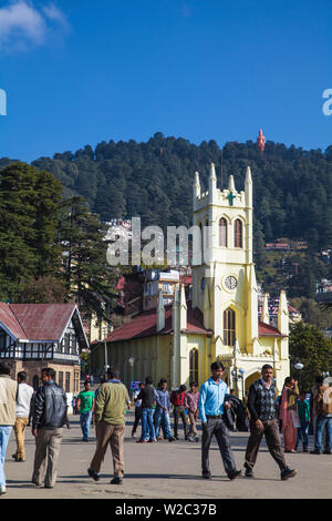 India, Himachal Pradesh, Shimla, The Ridge, Christ Church and State library Stock Photo