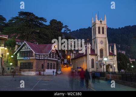 India, Himachal Pradesh, Shimla, The Ridge, Christ Church and State library Stock Photo