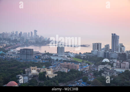 India, Maharashtra, Mumbai, View old City, Nehru Science Centre and Haji Ali Bay Stock Photo