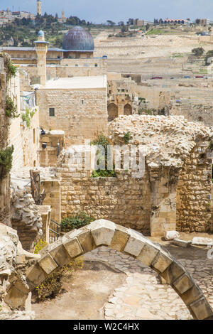 Israel, Jerusalem, Old City, Ancient ruins in The Jewish Quarter Stock Photo