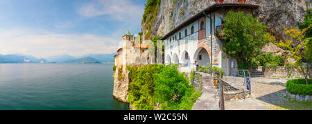 Picturesque Santa Caterina del Sasso Hermitage, Lake Maggiore, Piedmont, Italy Stock Photo