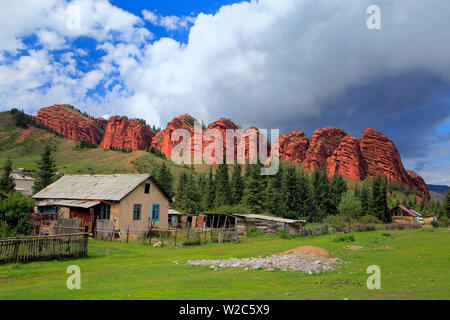 Jeti Oguz Rocks, near Karakol, Issyk Kul oblast, Kyrgyzstan Stock Photo